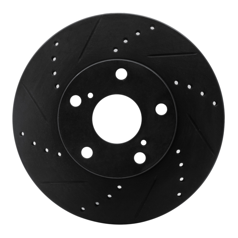 Toyota Tacoma Brake Rotor (1) - Front Left - R1 Concepts - Drilled & Slotted - Black - `05-`15